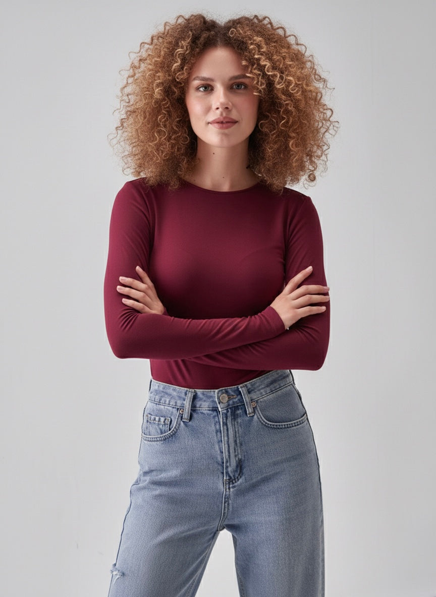 Long-Sleeve basic in Burgundy